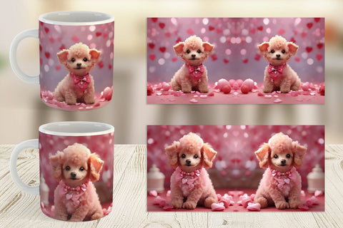 Mug Wrap Valentine Poodle Dog Sublimation artnoy 