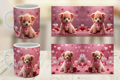 Mug Wrap Valentine Poodle Dog Sublimation artnoy 