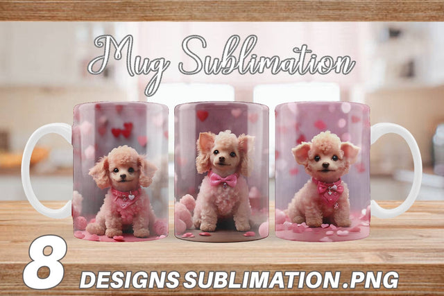 Mug Wrap Valentine Poodle Dog Sublimation artnoy 