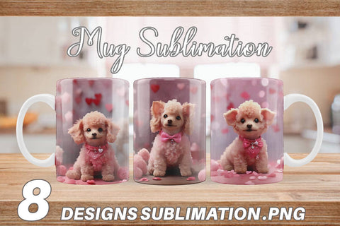 Mug Wrap Valentine Poodle Dog Sublimation artnoy 