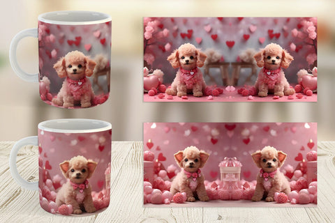 Mug Wrap Valentine Poodle Dog Sublimation artnoy 