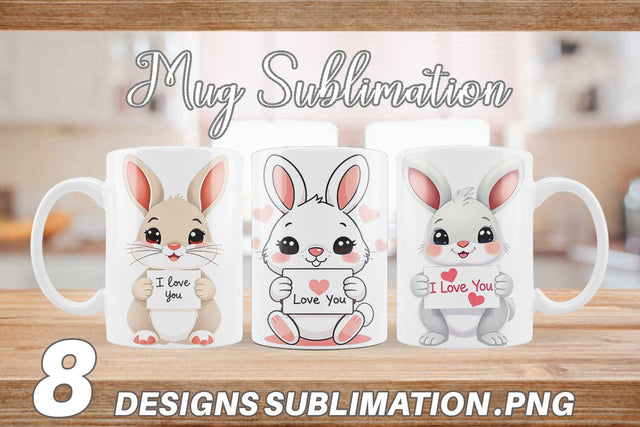 Mug Wrap Valentine Rabbit Cartoon Sublimation artnoy 