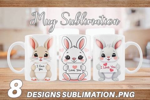Mug Wrap Valentine Rabbit Cartoon Sublimation artnoy 