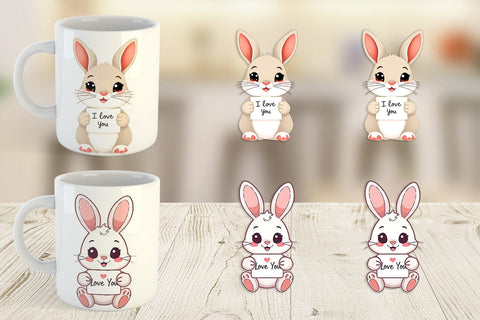 Mug Wrap Valentine Rabbit Cartoon Sublimation artnoy 