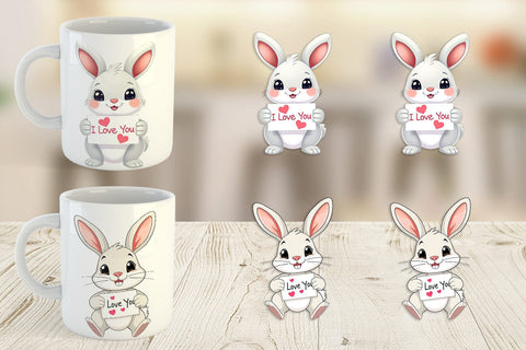 Mug Wrap Valentine Rabbit Cartoon Sublimation artnoy 