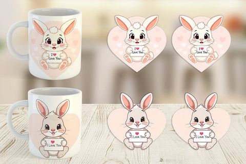 Mug Wrap Valentine Rabbit Cartoon Sublimation artnoy 