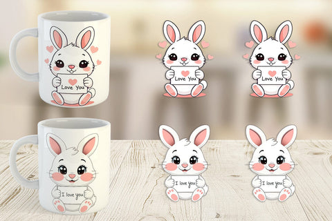 Mug Wrap Valentine Rabbit Cartoon Sublimation artnoy 