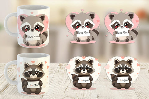 Mug Wrap Valentine Raccoon Cartoon Sublimation artnoy 