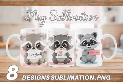 Mug Wrap Valentine Raccoon Cartoon Sublimation artnoy 