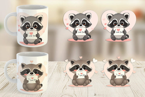 Mug Wrap Valentine Raccoon Cartoon Sublimation artnoy 