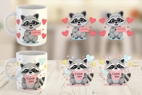 Mug Wrap Valentine Raccoon Cartoon Sublimation artnoy 
