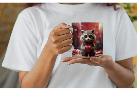 Mug Wrap Valentine Raccoon Sublimation artnoy 