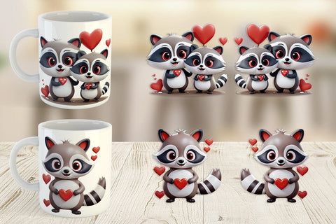 Mug Wrap Valentine Raccoon Sublimation artnoy 