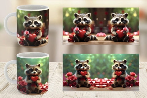 Mug Wrap Valentine Raccoon Sublimation artnoy 