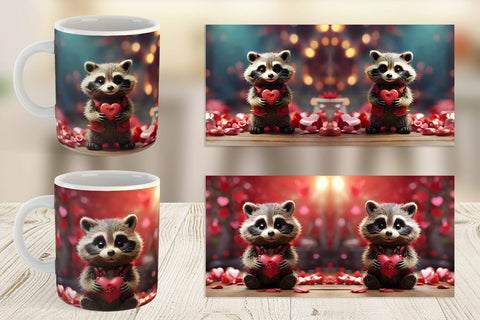 Mug Wrap Valentine Raccoon Sublimation artnoy 