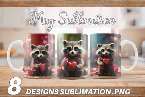 Mug Wrap Valentine Raccoon Sublimation artnoy 