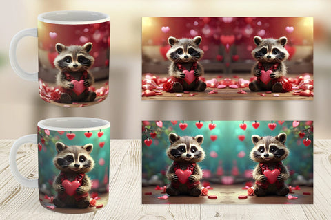 Mug Wrap Valentine Raccoon Sublimation artnoy 