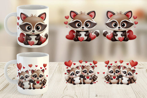 Mug Wrap Valentine Raccoon Sublimation artnoy 