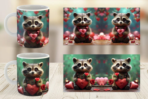 Mug Wrap Valentine Raccoon Sublimation artnoy 