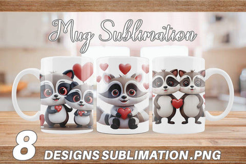 Mug Wrap Valentine Raccoon Sublimation artnoy 