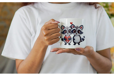 Mug Wrap Valentine Raccoon Sublimation artnoy 
