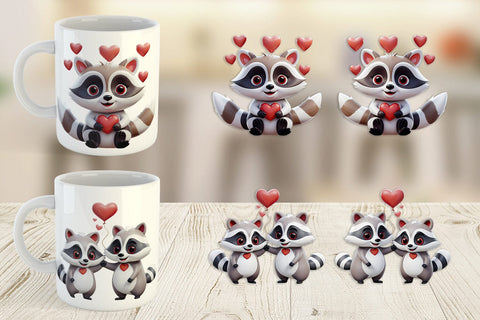 Mug Wrap Valentine Raccoon Sublimation artnoy 
