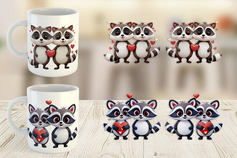 Mug Wrap Valentine Raccoon Sublimation artnoy 
