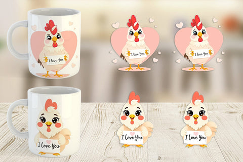 Mug Wrap Valentine Rooster Cartoon Sublimation artnoy 