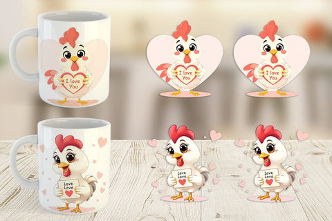 Mug Wrap Valentine Rooster Cartoon Sublimation artnoy 