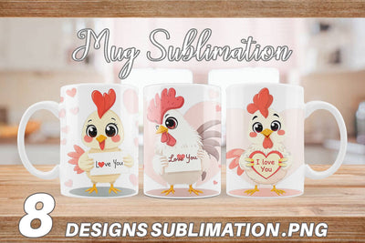 Mug Wrap Valentine Rooster Cartoon Sublimation artnoy 