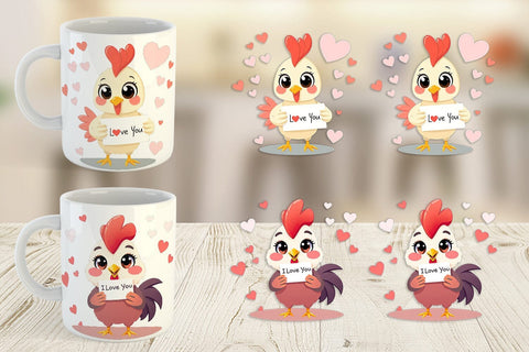 Mug Wrap Valentine Rooster Cartoon Sublimation artnoy 