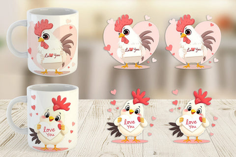 Mug Wrap Valentine Rooster Cartoon Sublimation artnoy 