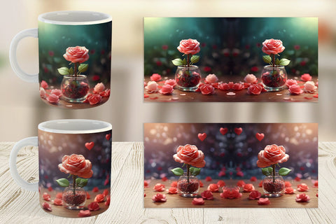 Mug Wrap Valentine Rose Flower Sublimation artnoy 