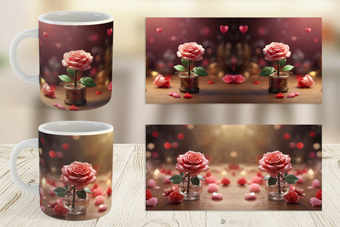 Mug Wrap Valentine Rose Flower Sublimation artnoy 