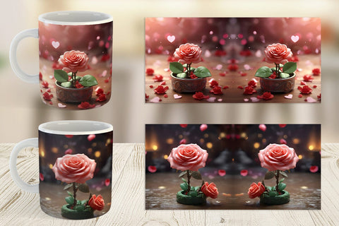 Mug Wrap Valentine Rose Flower Sublimation artnoy 