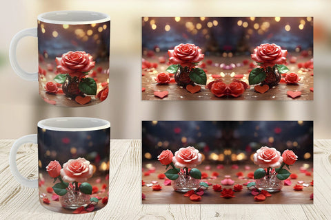Mug Wrap Valentine Rose Flower Sublimation artnoy 