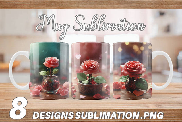 Mug Wrap Valentine Rose Flower Sublimation artnoy 