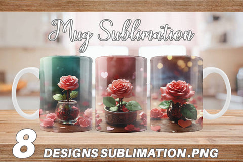 Mug Wrap Valentine Rose Flower Sublimation artnoy 