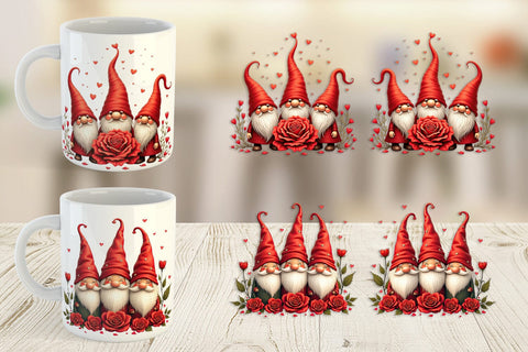 Mug Wrap Valentine Rose Gnome Sublimation artnoy 