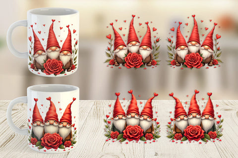 Mug Wrap Valentine Rose Gnome Sublimation artnoy 
