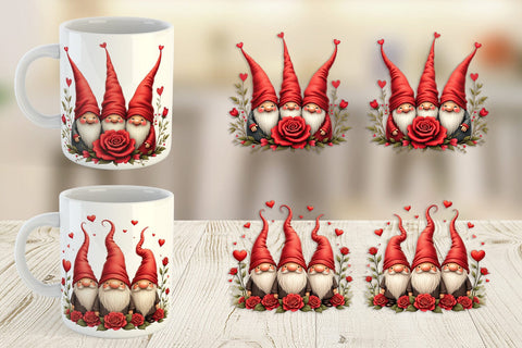Mug Wrap Valentine Rose Gnome Sublimation artnoy 