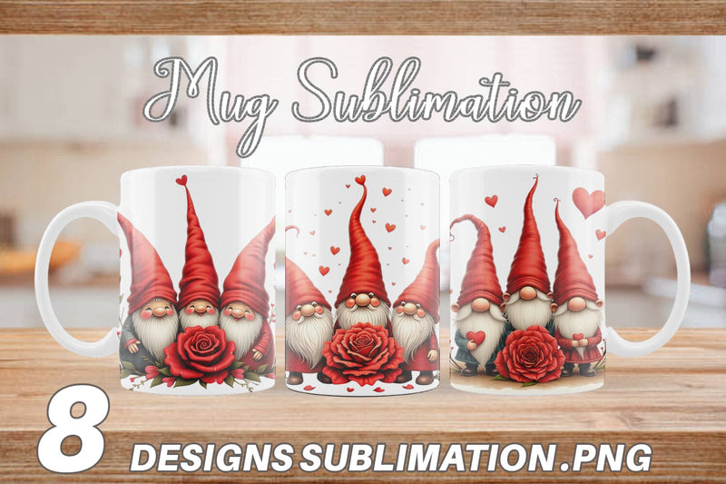Mug Wrap Valentine Rose Gnome Sublimation artnoy 