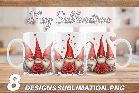 Mug Wrap Valentine Rose Gnome Sublimation artnoy 