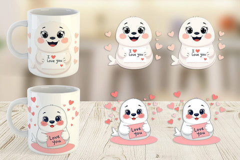 Mug Wrap Valentine Seal Cartoon Sublimation artnoy 