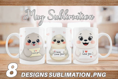 Mug Wrap Valentine Seal Cartoon Sublimation artnoy 
