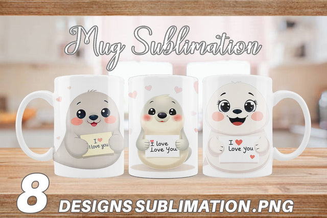 Mug Wrap Valentine Seal Cartoon Sublimation artnoy 