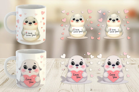 Mug Wrap Valentine Seal Cartoon Sublimation artnoy 