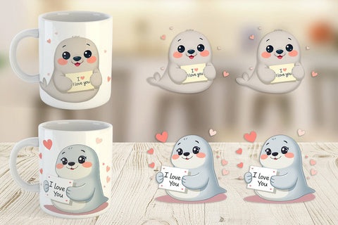 Mug Wrap Valentine Seal Cartoon Sublimation artnoy 