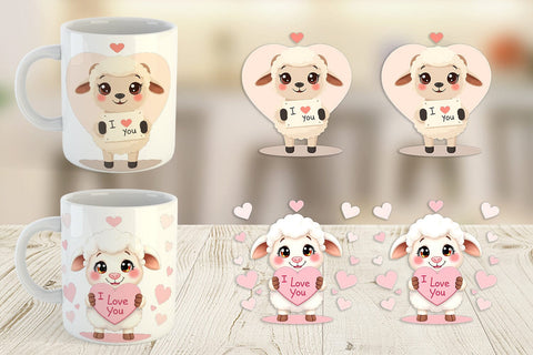Mug Wrap Valentine Sheep Cartoon Sublimation artnoy 