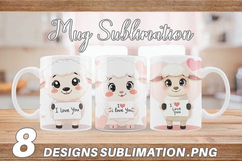 Mug Wrap Valentine Sheep Cartoon Sublimation artnoy 